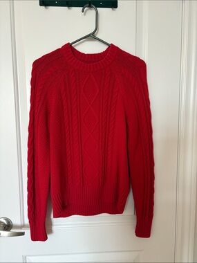 GAP Red Cable Knit Crewneck Sweater (oversized)